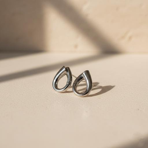 Twisted Oval Earrings - Silver